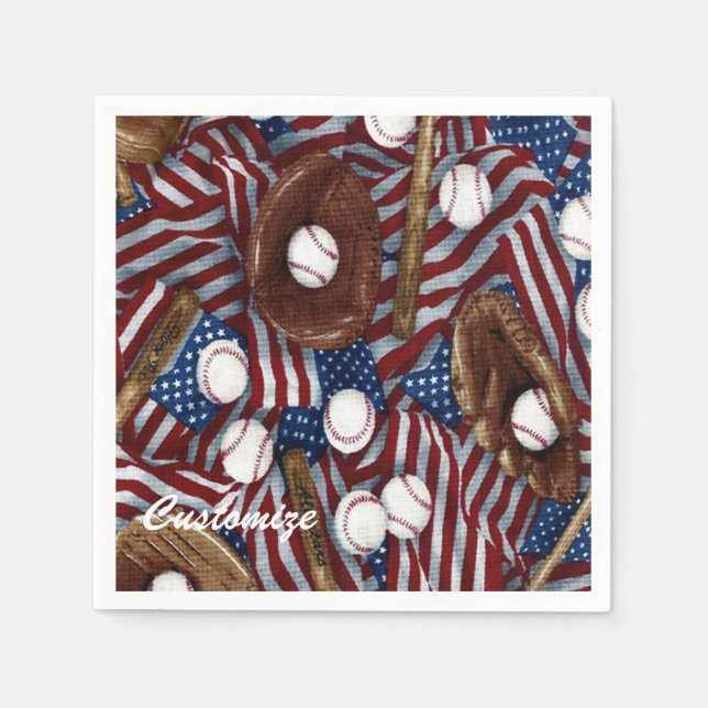 Personalized Baseball In The USA Napkins (Front)