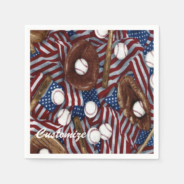 Personalized Baseball In The USA Napkins (Front)