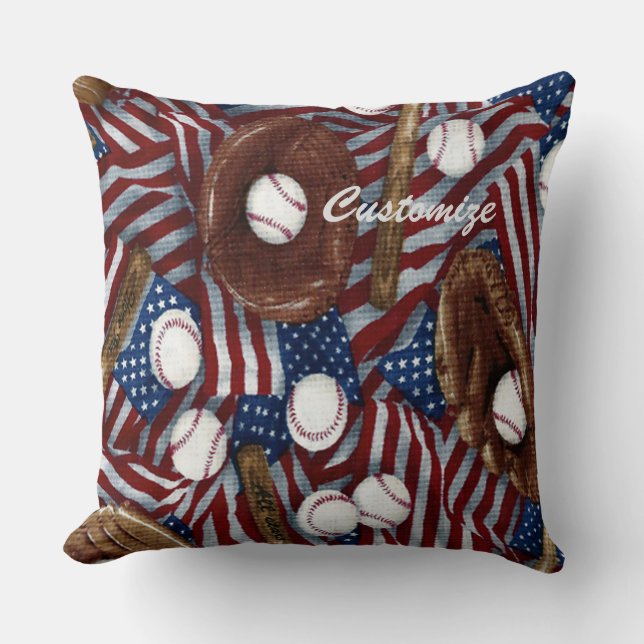 Personalized Baseball In The USA Throw Pillow (Front)