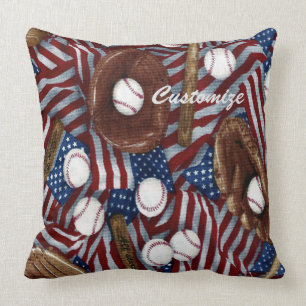 Personalized Baseball In The USA Throw Pillow