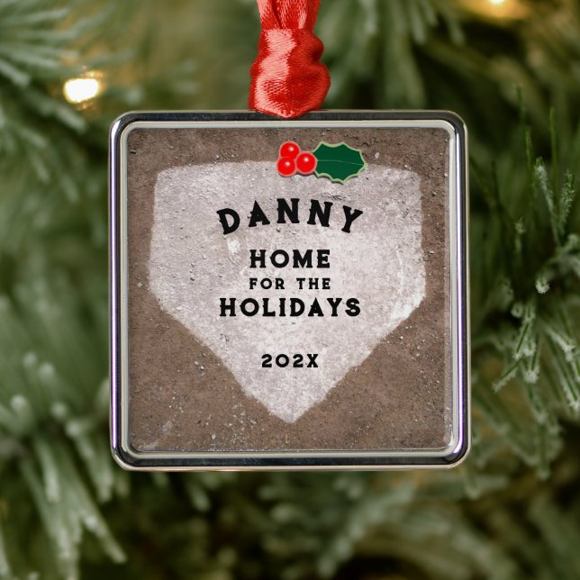 Personalized Baseball Keepsake Metal Ornament (Tree)