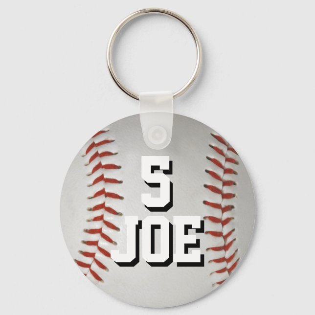 Personalized Baseball Keychain Name and Number (Front)