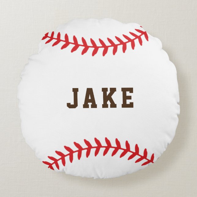 Personalized Baseball Kids Name Sports Round Pillo Round Pillow (Front)