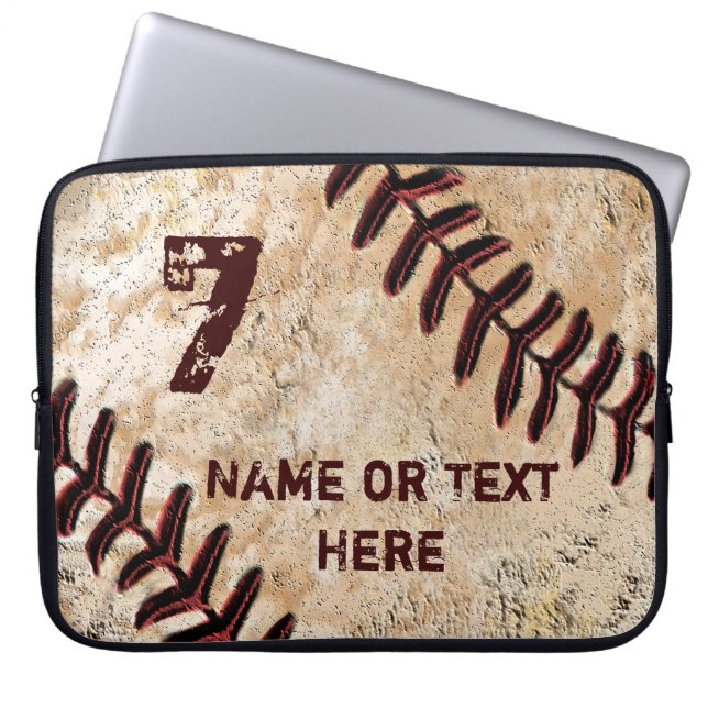 Personalized Baseball Laptop Case, NAME and NUMBER Laptop Sleeve (Front)