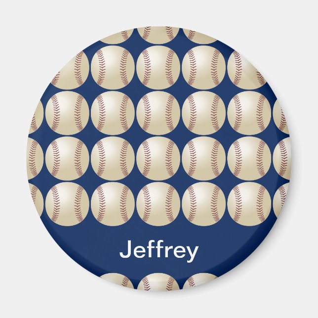 Personalized Baseball Magnet, Blue background Magnet (Front)