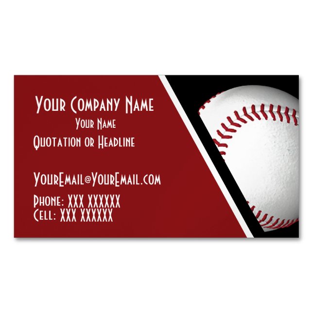 Personalized Baseball Magnetic Business Card (Front)