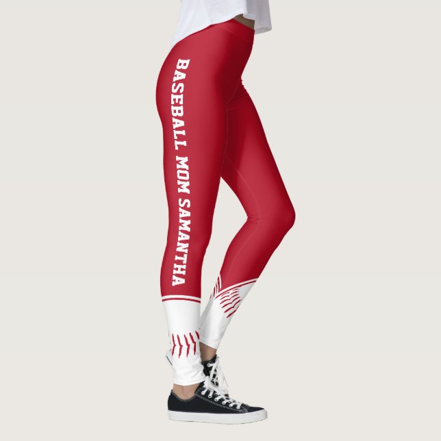 Personalized Baseball Mom Custom Name Leggings (Right)