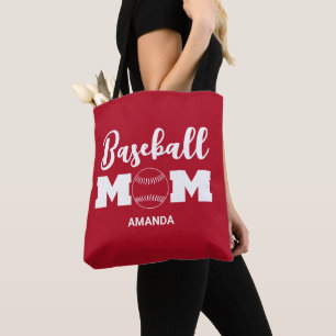 Personalized Baseball Mom Name Tote Bag