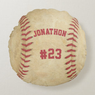 Personalized Baseball Name and Number Round Pillow
