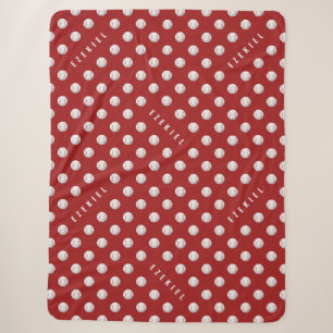 Personalized Baseball Name Blanket – Red & White