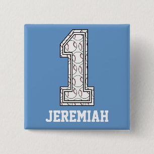 Personalized Baseball Number 1 2 Inch Square Button