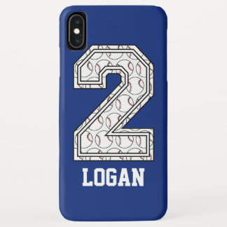 Personalized Baseball Number 2 Blue iPhone XS Max Case