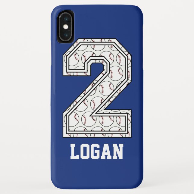 Personalized Baseball Number 2 Blue Case-Mate iPhone Case (Back)