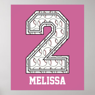 Personalized Baseball Number 2 Poster