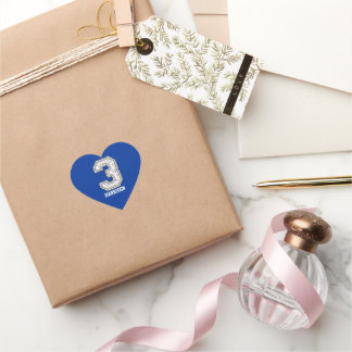 Personalized Baseball Number 3 Heart Sticker