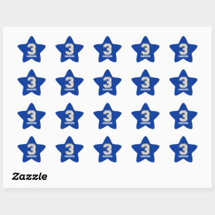 Personalized Baseball Number 3 Star Sticker