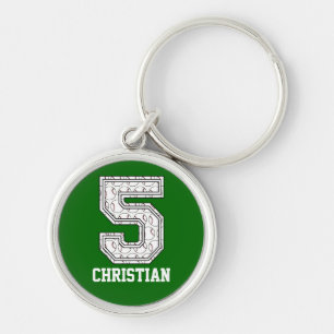 Personalized Baseball Number 5 Keychain