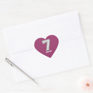Personalized Baseball Number 7 Heart Sticker
