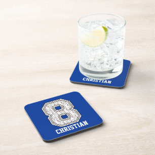 Personalized Baseball Number 8 Coaster