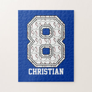 Personalized Baseball Number 8 Jigsaw Puzzle