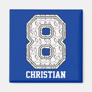 Personalized Baseball Number 8 Magnet