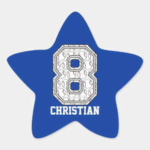 Personalized Baseball Number 8 Star Sticker