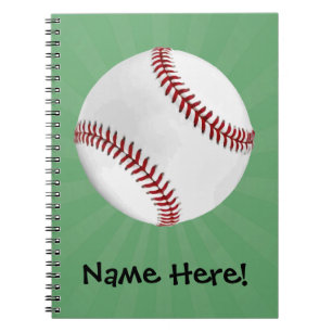 Personalized Baseball on Green Kids Boys Notebook