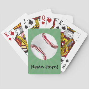 Personalized Baseball on Green Kids Boys Playing Cards