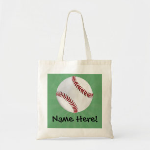 Personalized Baseball on Green Kids Boys Tote Bag