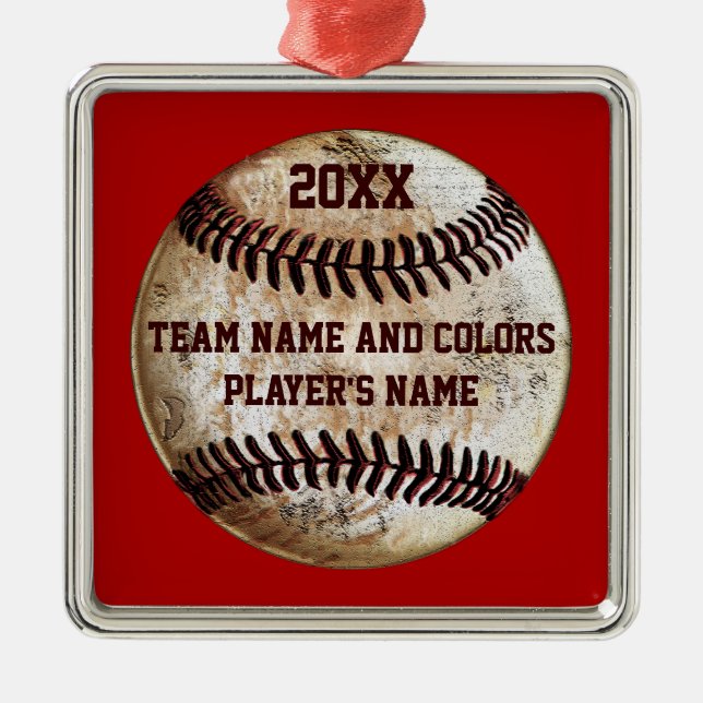 Personalized Baseball Ornaments, Your Colours, Metal Ornament (Front)