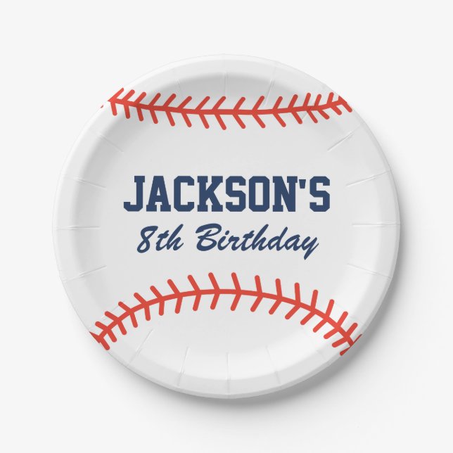 Personalized Baseball Party Paper Plates (Front)