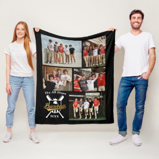 Personalized baseball Photo Collage Name Team # Fleece Blanket
