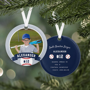 Personalized Baseball Photo & Player Stats Ornament