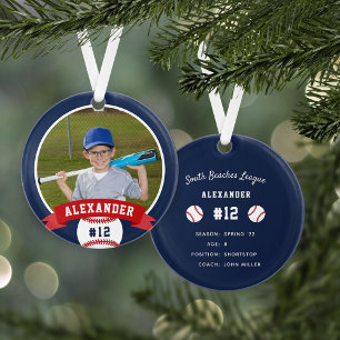 Personalized Baseball Photo & Player Stats Ornament