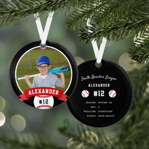 Personalized Baseball Photo & Player Stats Ornament