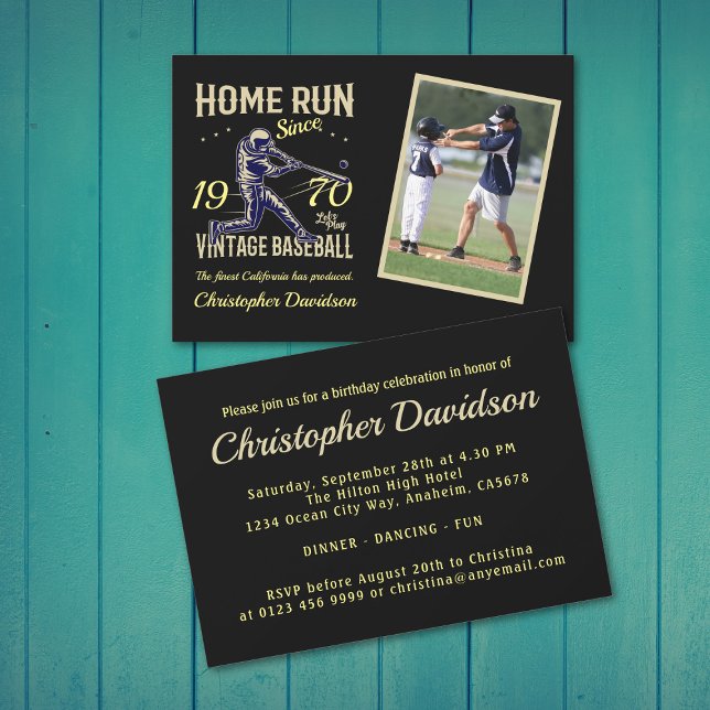 Personalized Baseball Photo Year Name Birthday Invitation (Creator Uploaded)