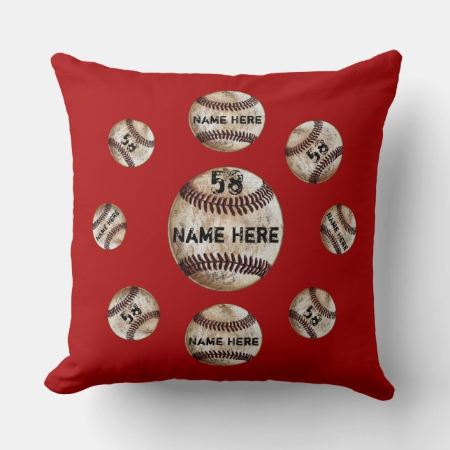 Personalized Baseball Pillows Your Text and Colour (Front)