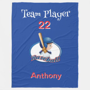 Personalized Baseball Player Fleece Blanket