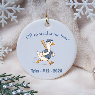 Personalized Baseball Player Gift Custom Name  Ceramic Ornament
