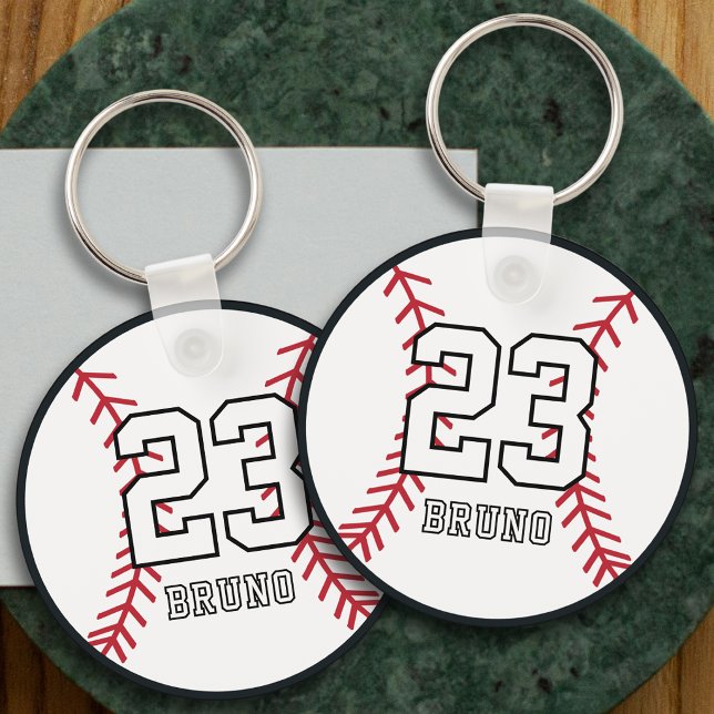 Personalized Baseball Player Name & Number Keychain (Creator Uploaded)