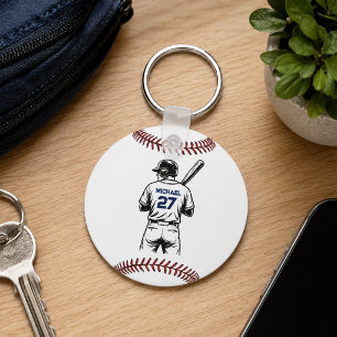 Personalized Baseball Player Name & Number Keychain