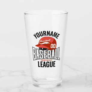 Personalized Baseball Player NAME Team Champ Club Glass