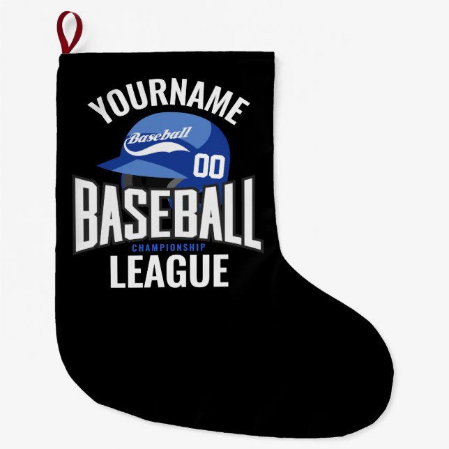 Personalized Baseball Player NAME Team Champ Club  Large Christmas Stocking (Front)