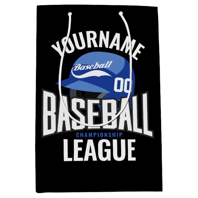 Personalized Baseball Player NAME Team Champ Club  Medium Gift Bag (Front)