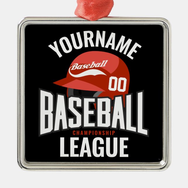 Personalized Baseball Player NAME Team Champ Club  Metal Ornament (Front)
