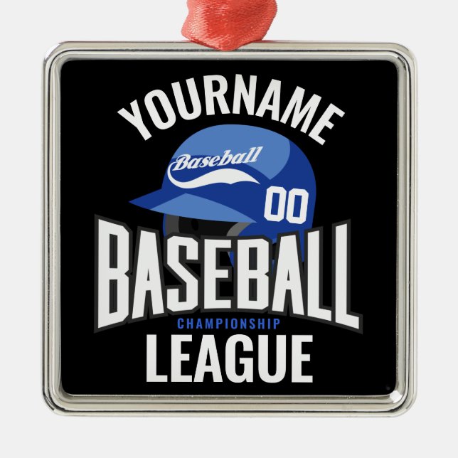 Personalized Baseball Player NAME Team Champ Club  Metal Ornament (Front)