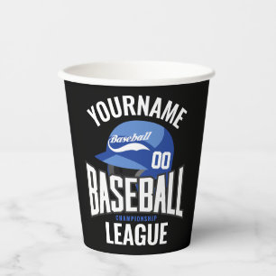Personalized Baseball Player NAME Team Champ Club Paper Cups