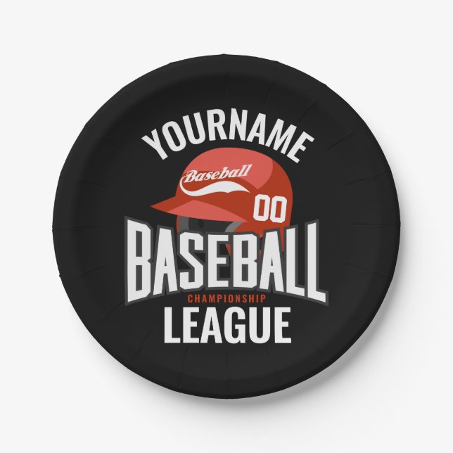 Personalized Baseball Player NAME Team Champ Club  Paper Plate (Front)