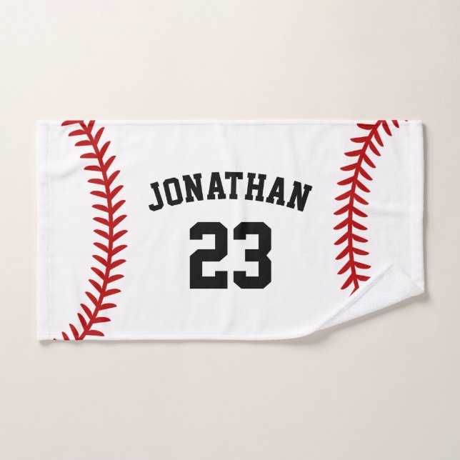 Personalized Baseball Player Name White Hand Towel (Hand Towel)