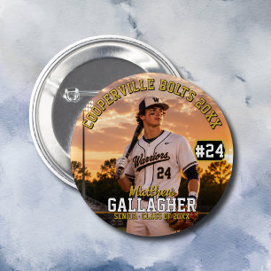 Personalized Baseball Player Photo 2 Inch Round Button